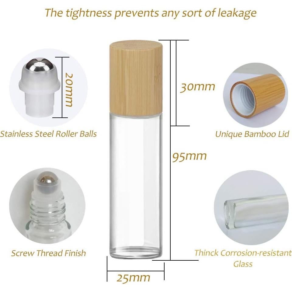 Botellas de vidrio recargables CREATIEE 15ml con rodillo - 12Pcs