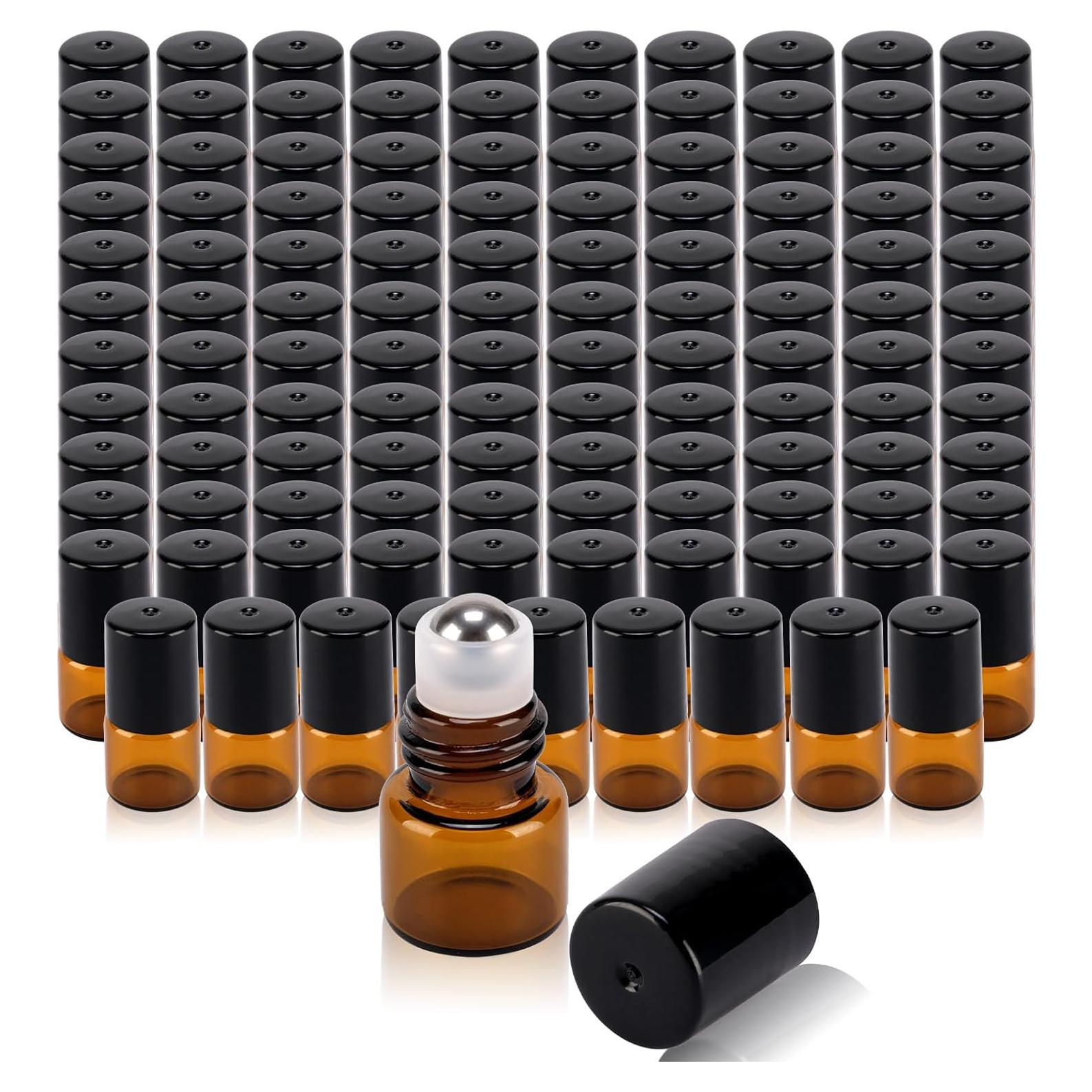 120 Botellas de vidrio ámbar 1ml con rodillo RAMFIYN a prueba de fugas