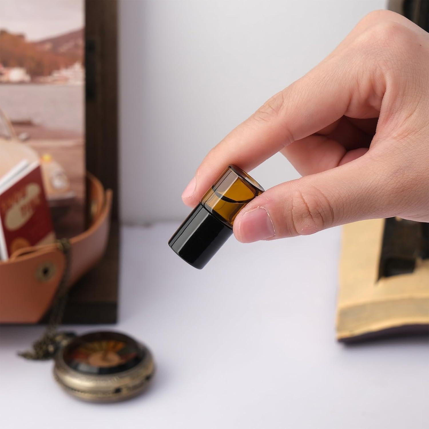 120 Botellas de vidrio ámbar 1ml con rodillo RAMFIYN a prueba de fugas