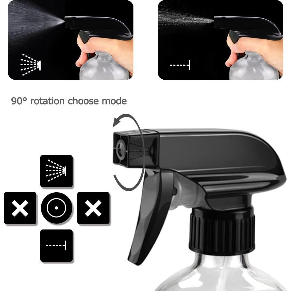 Botellas de Spray de Vidrio Reutilizables 16oz y 4oz - Transparente