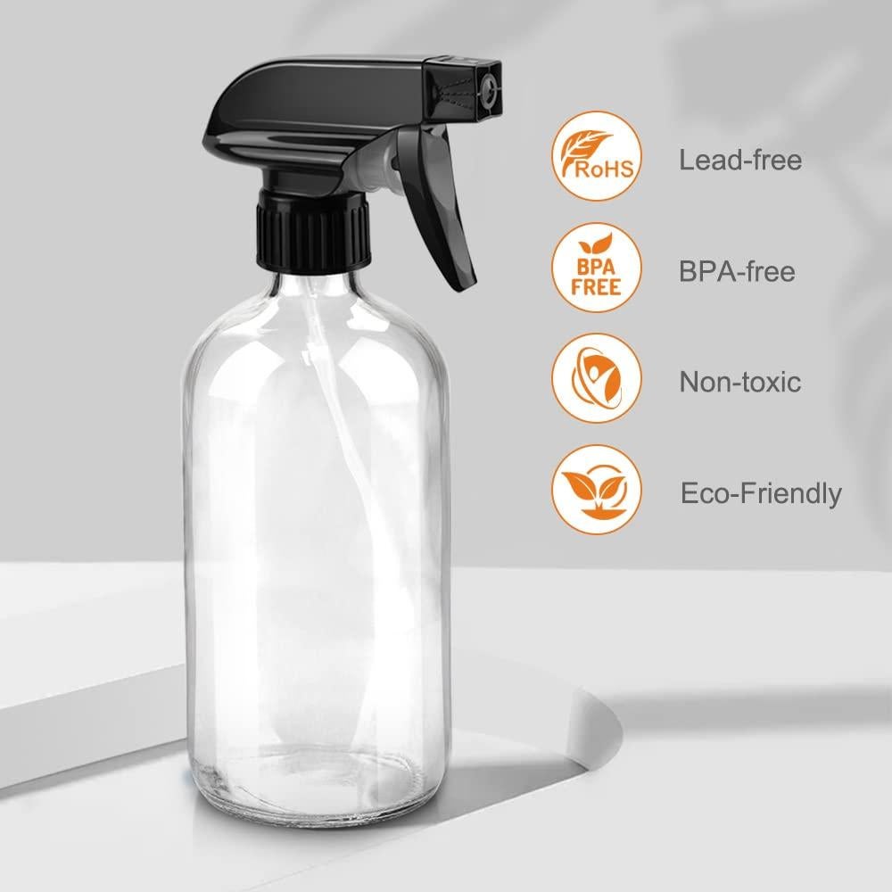 Botellas de Spray de Vidrio Reutilizables 16oz y 4oz - Transparente