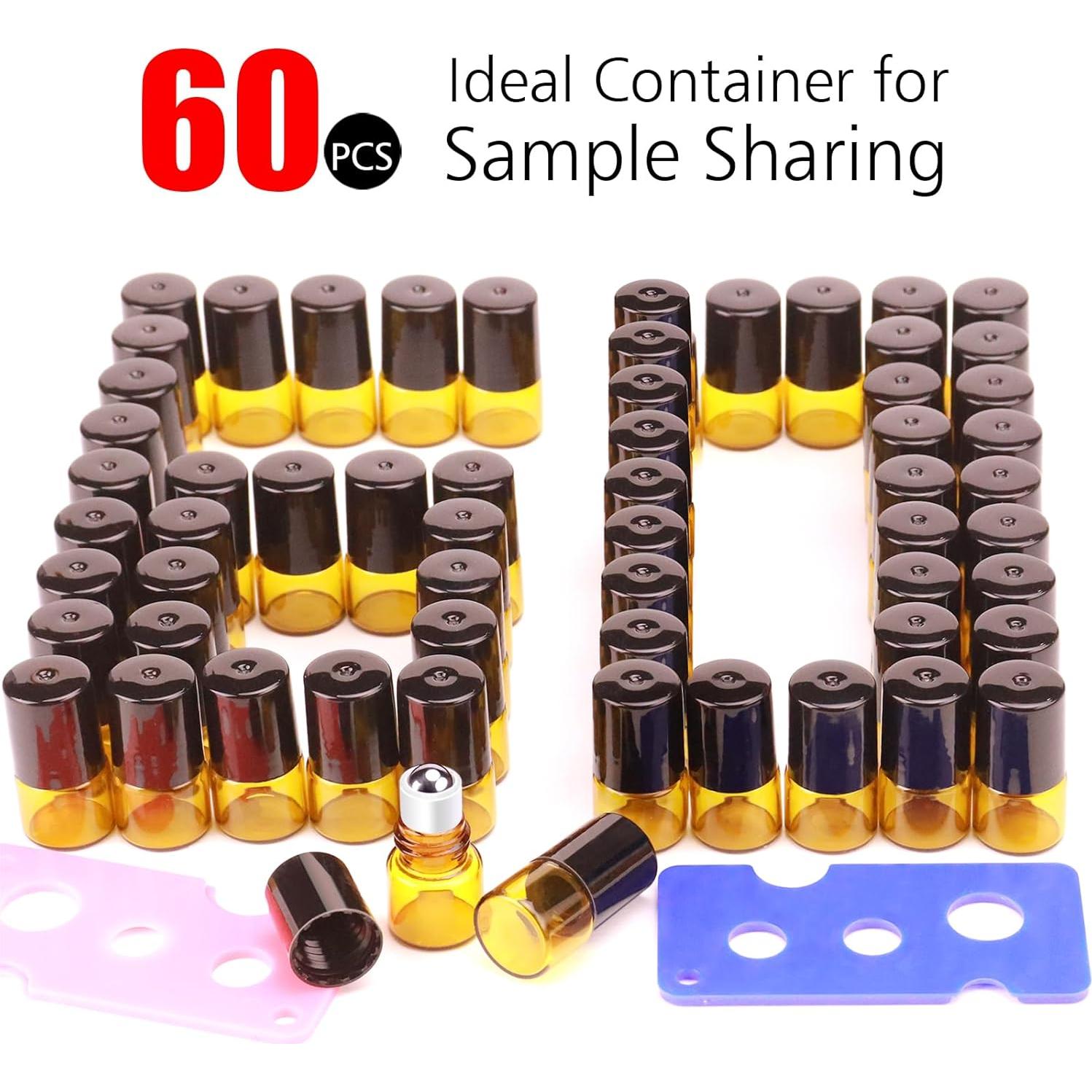 Paquete de 60 botellas de vidrio ámbar 2ml con rodillo Matifaner