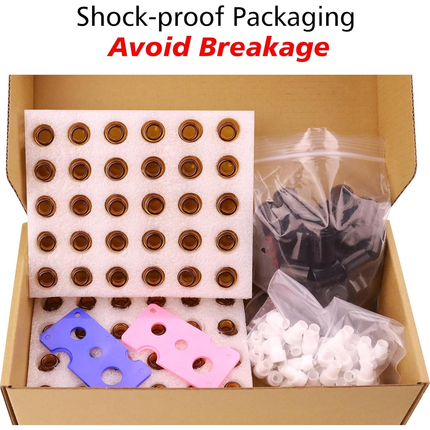 Paquete de 60 botellas de vidrio ámbar 2ml con rodillo Matifaner