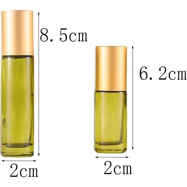 Paquete de 10 botellas de rodillo de vidrio YORROR 5ml verdes