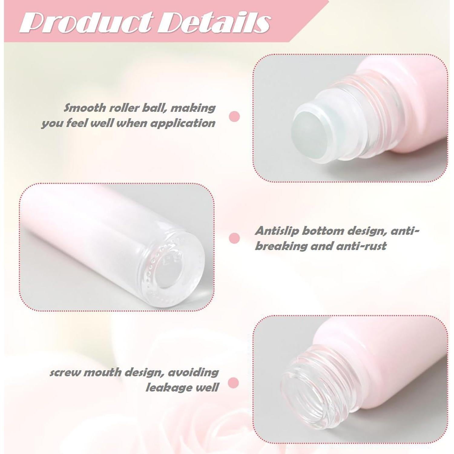 10 Botellas Reutilizables Roll-on Vidrio 5ml Doromy A Prueba de Fugas