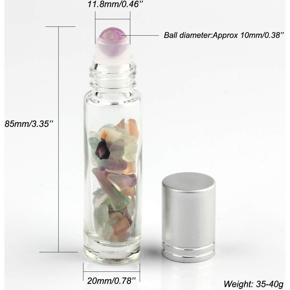 Botellas de Vidrio Transparente 10ml con Rodillos de Gema - 10 Pack