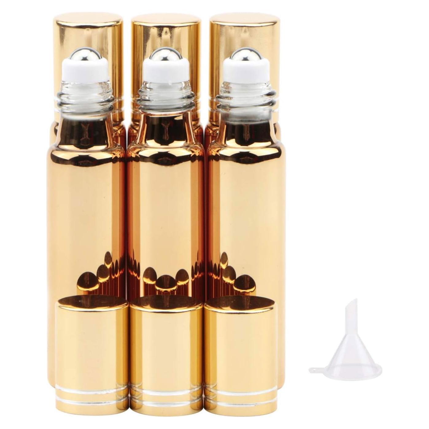 Kesell 6 Botellas de Vidrio 10ml con Rodillo Acero Inoxidable