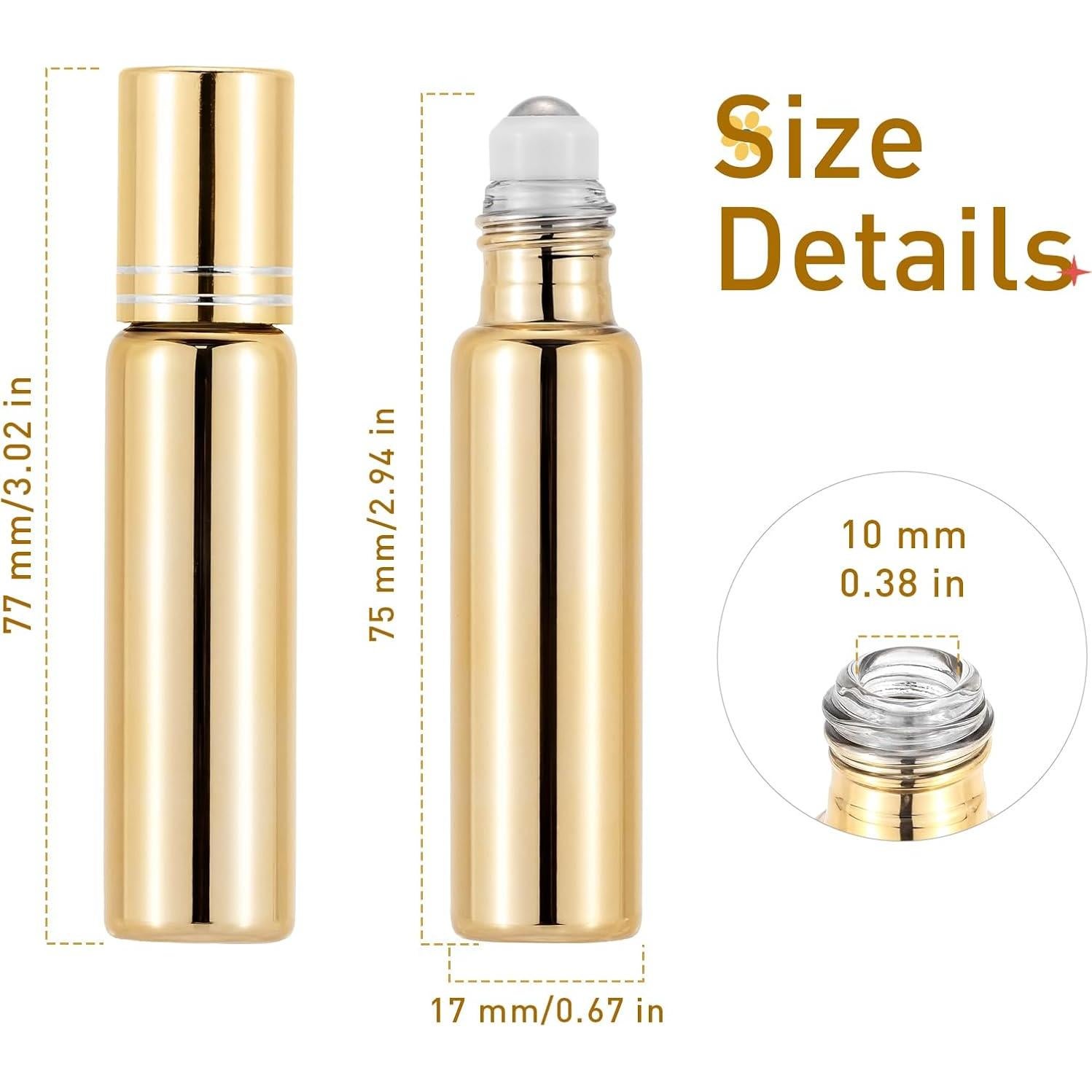 Kesell 6 Botellas de Vidrio 10ml con Rodillo Acero Inoxidable