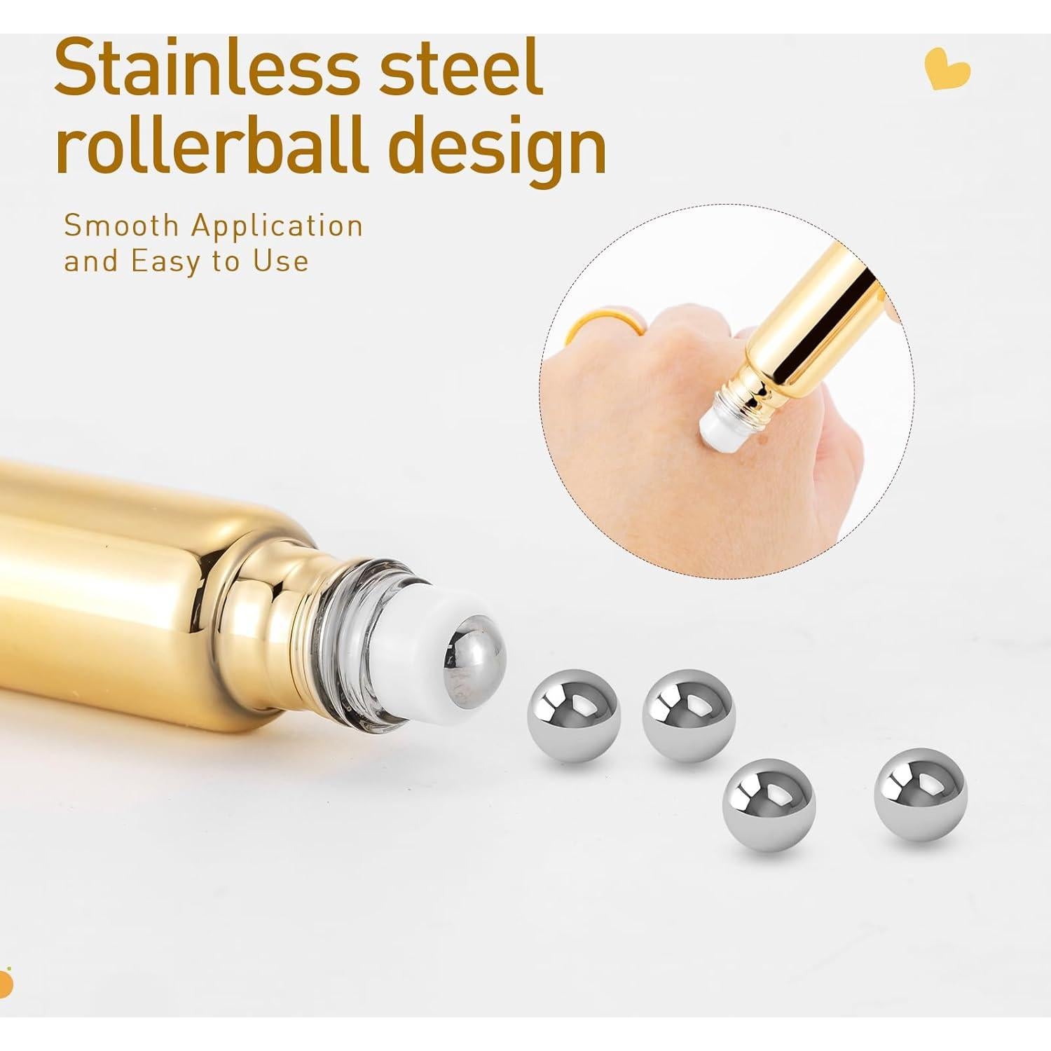 Kesell 6 Botellas de Vidrio 10ml con Rodillo Acero Inoxidable