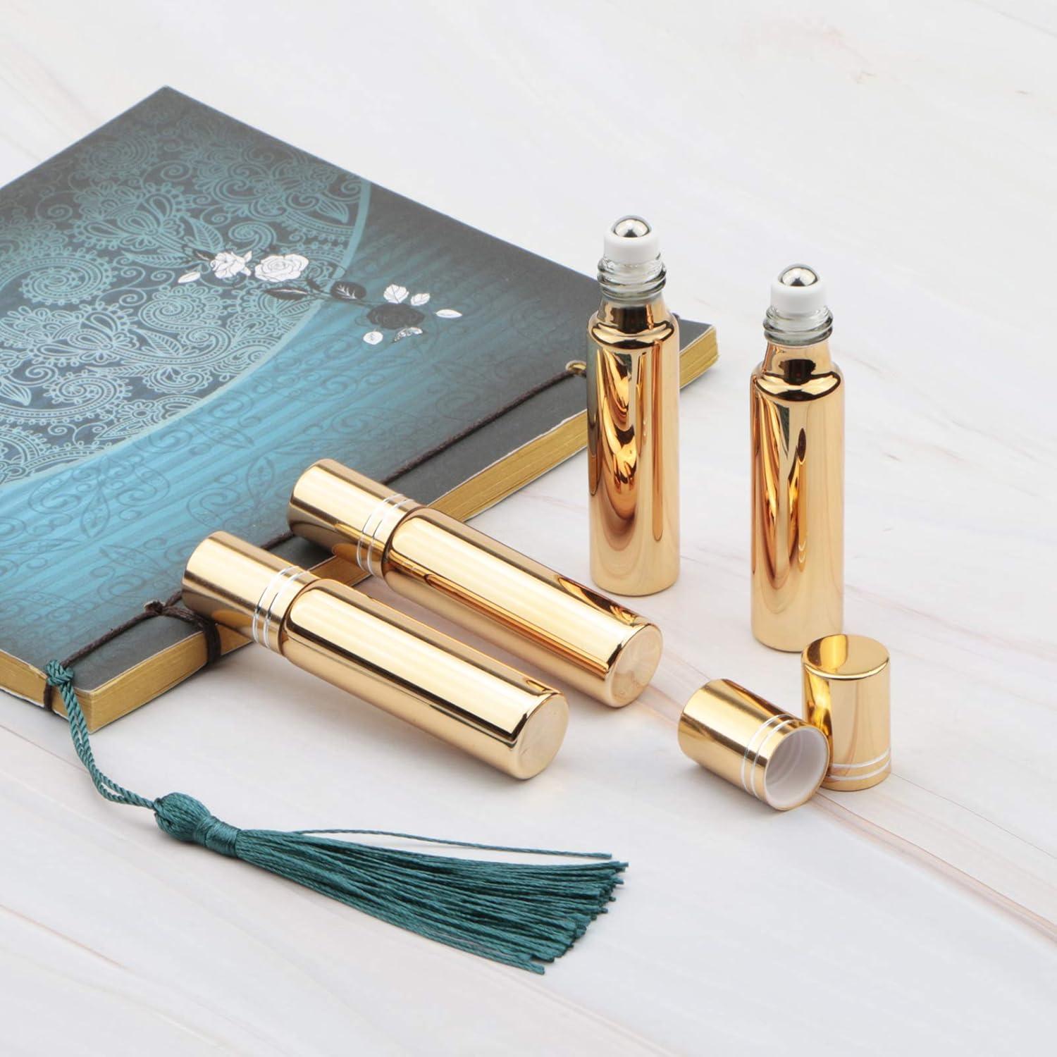 Kesell 6 Botellas de Vidrio 10ml con Rodillo Acero Inoxidable