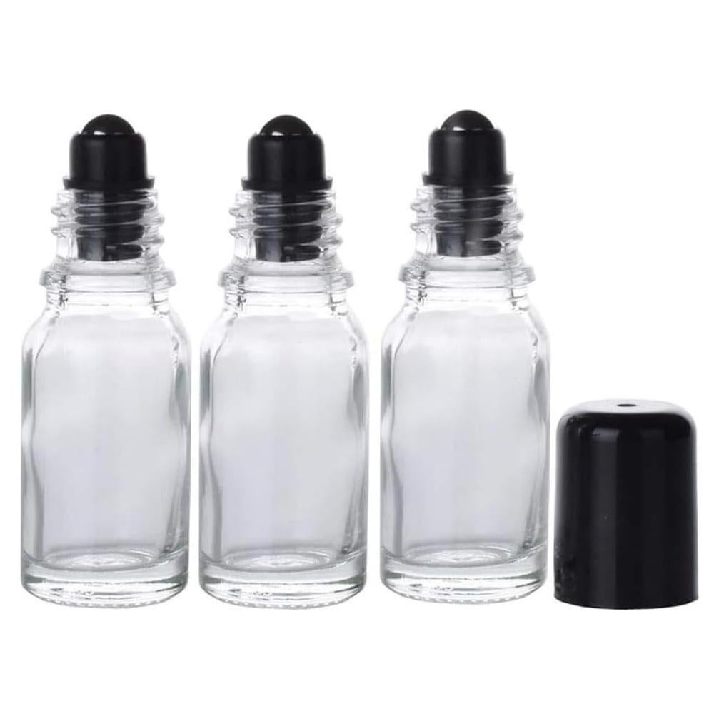 Set de 3 Botellas de Vidrio 30ml con Rodillo Acero Inoxidable