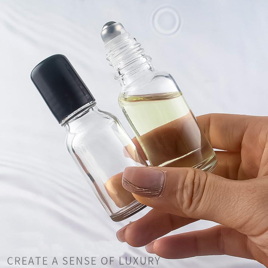 Set de 3 Botellas de Vidrio 30ml con Rodillo Acero Inoxidable