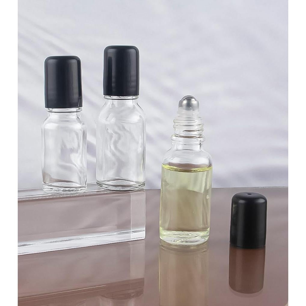 Set de 3 Botellas de Vidrio 30ml con Rodillo Acero Inoxidable