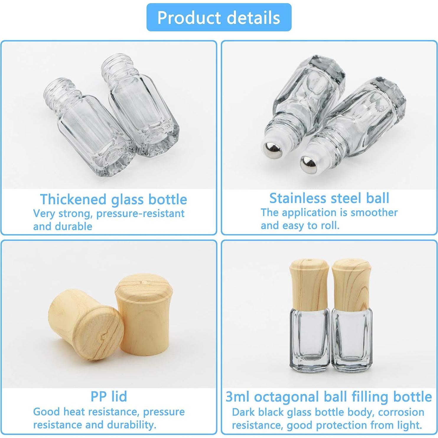 10 Botellas de Vidrio Negro 3ml con Rodillo Newzoll y Embudos