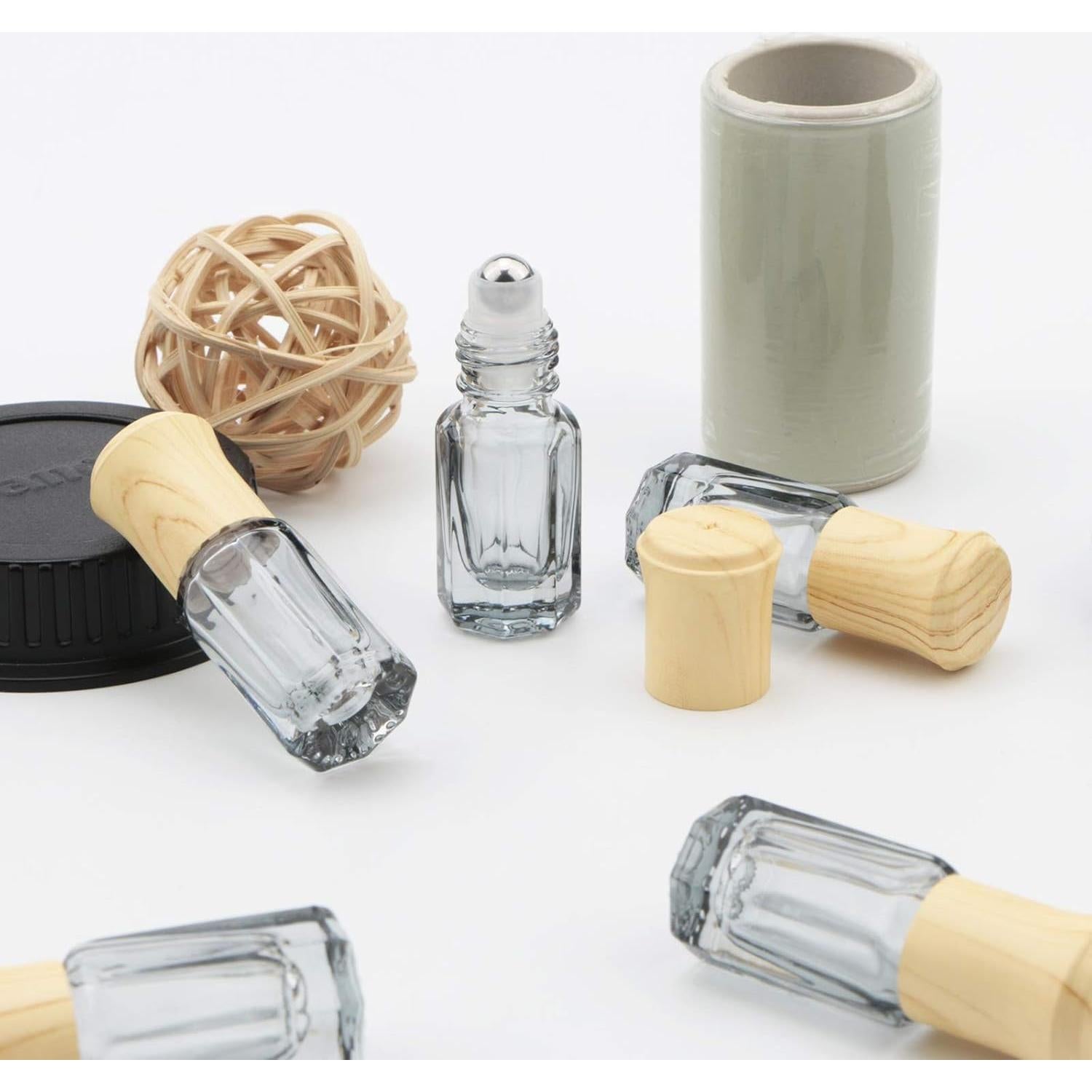 10 Botellas de Vidrio Negro 3ml con Rodillo Newzoll y Embudos