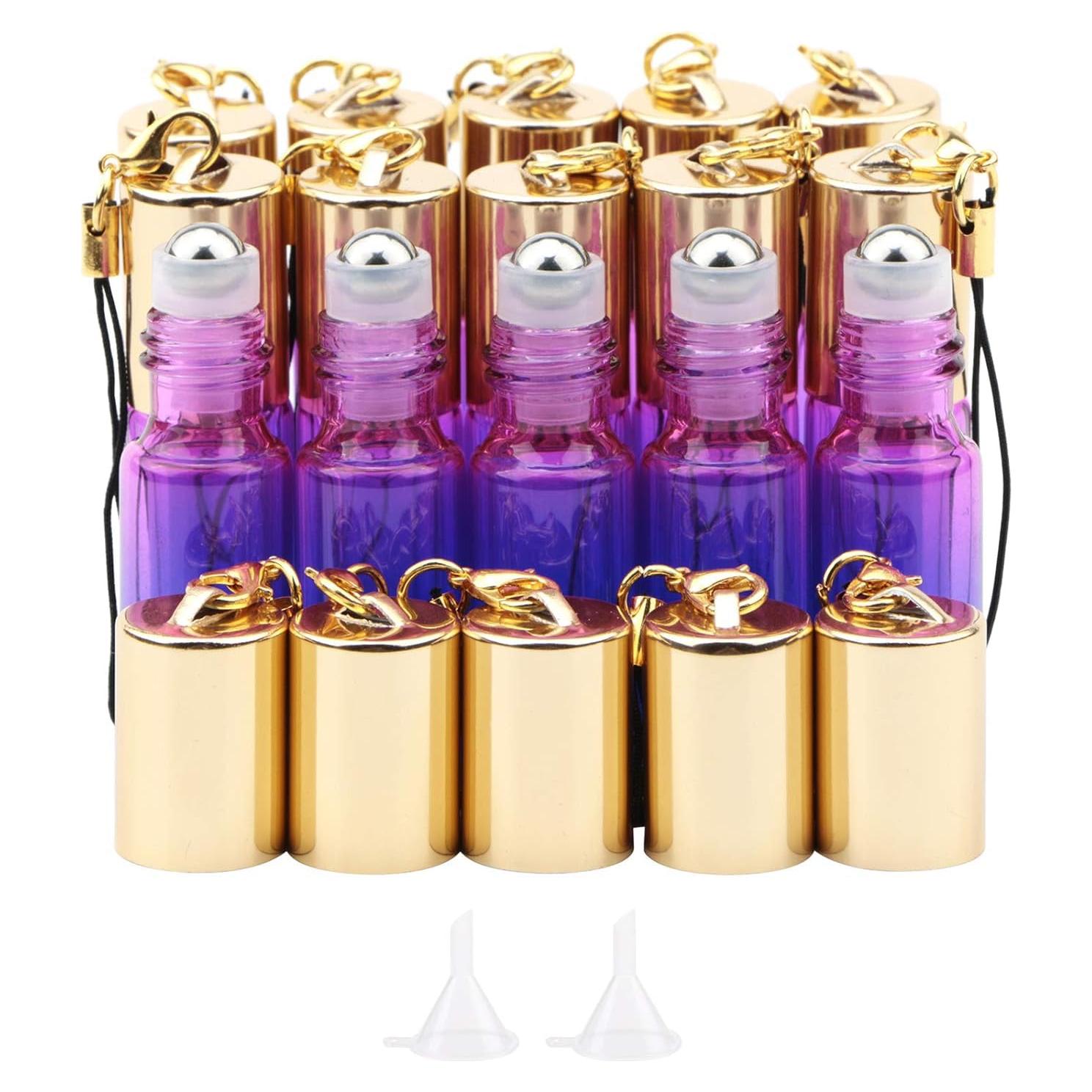 Kesell Botellas de Rodillo de Vidrio 5ml - 15 Piezas Gradiente