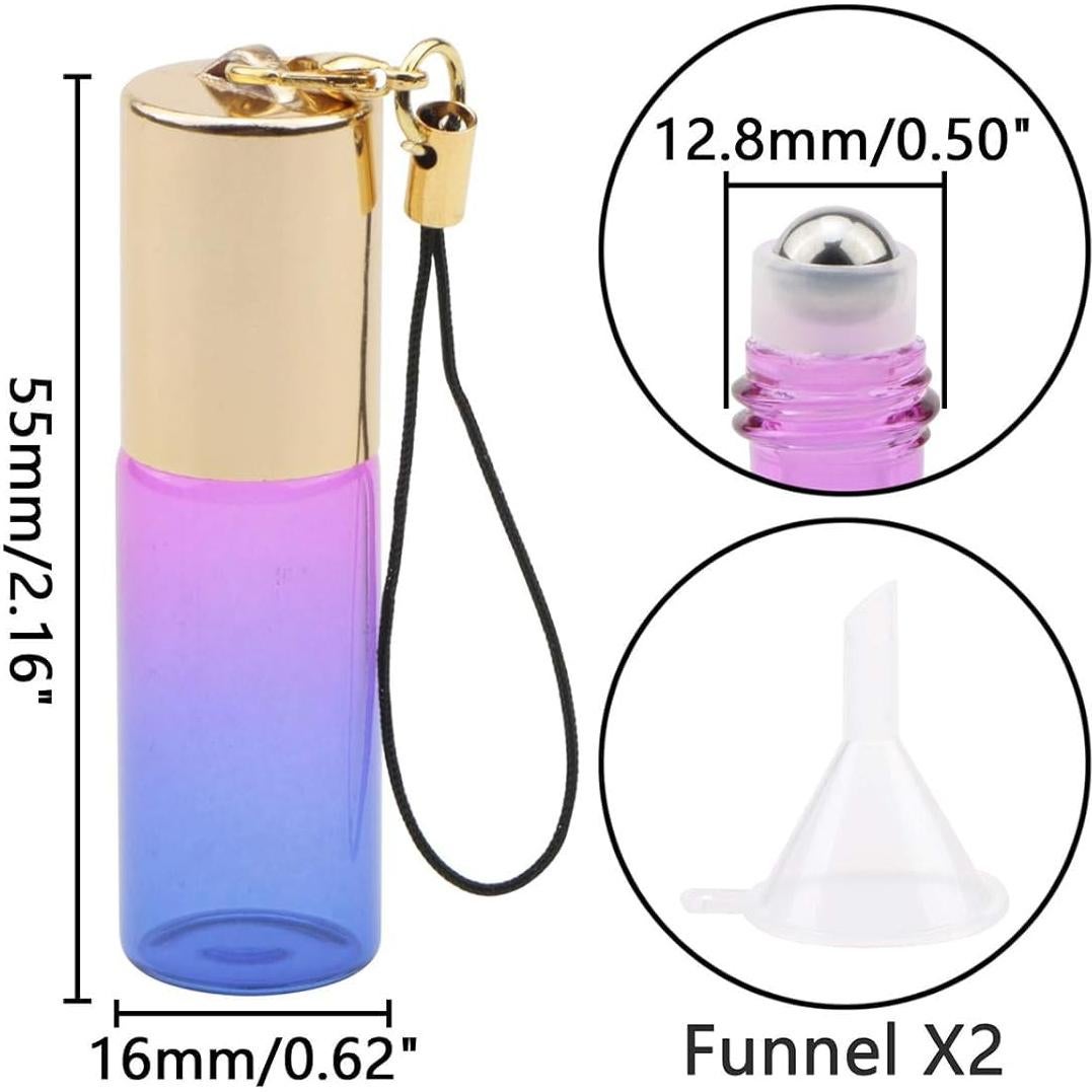 Kesell Botellas de Rodillo de Vidrio 5ml - 15 Piezas Gradiente