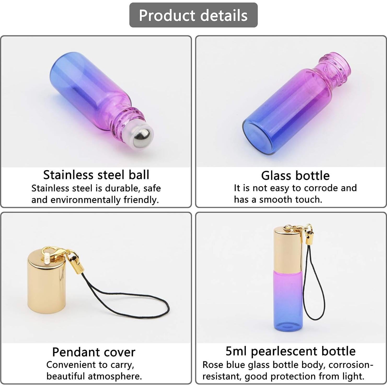 Kesell Botellas de Rodillo de Vidrio 5ml - 15 Piezas Gradiente