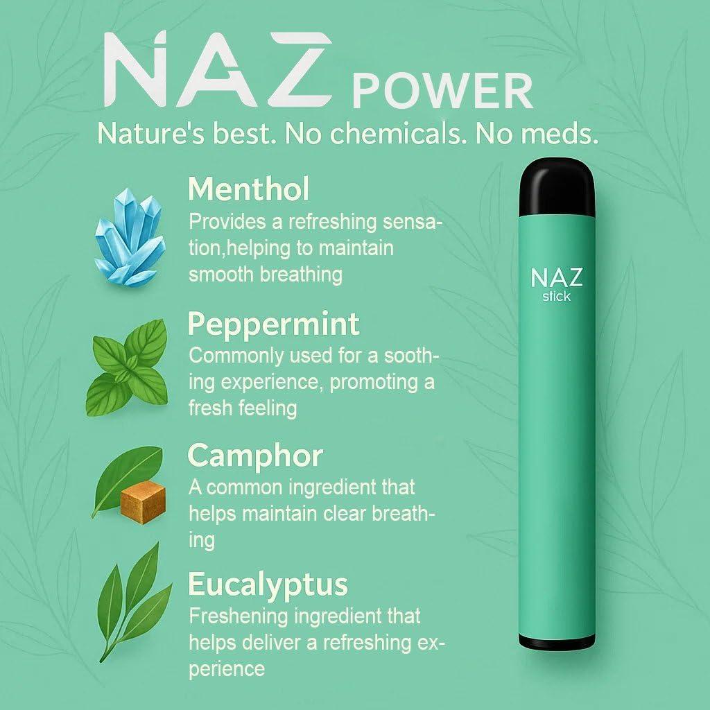 Inhalador Nasal Eléctrico NAZ - Aromaterapia Portátil 3 Sabores