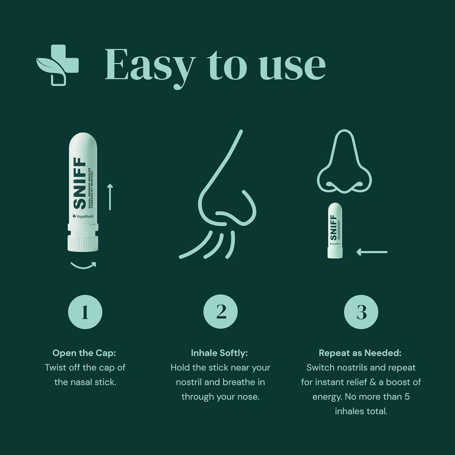 Palitos Nasales Sniff YogaMedic - Inhalador Natural 3 Unidades