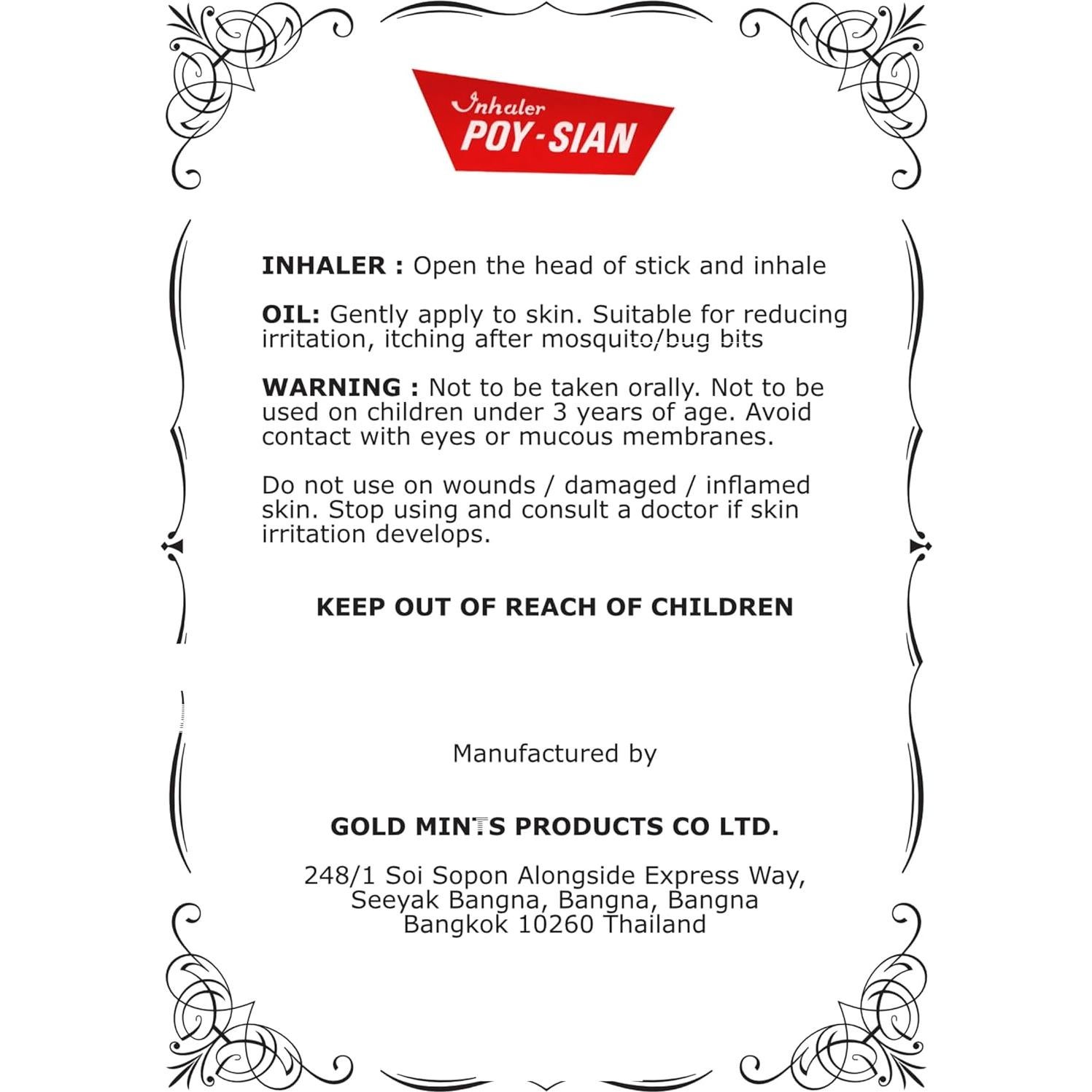 Inhalador Nasal POY-SIAN Thai 8 ml - Paquete de 3