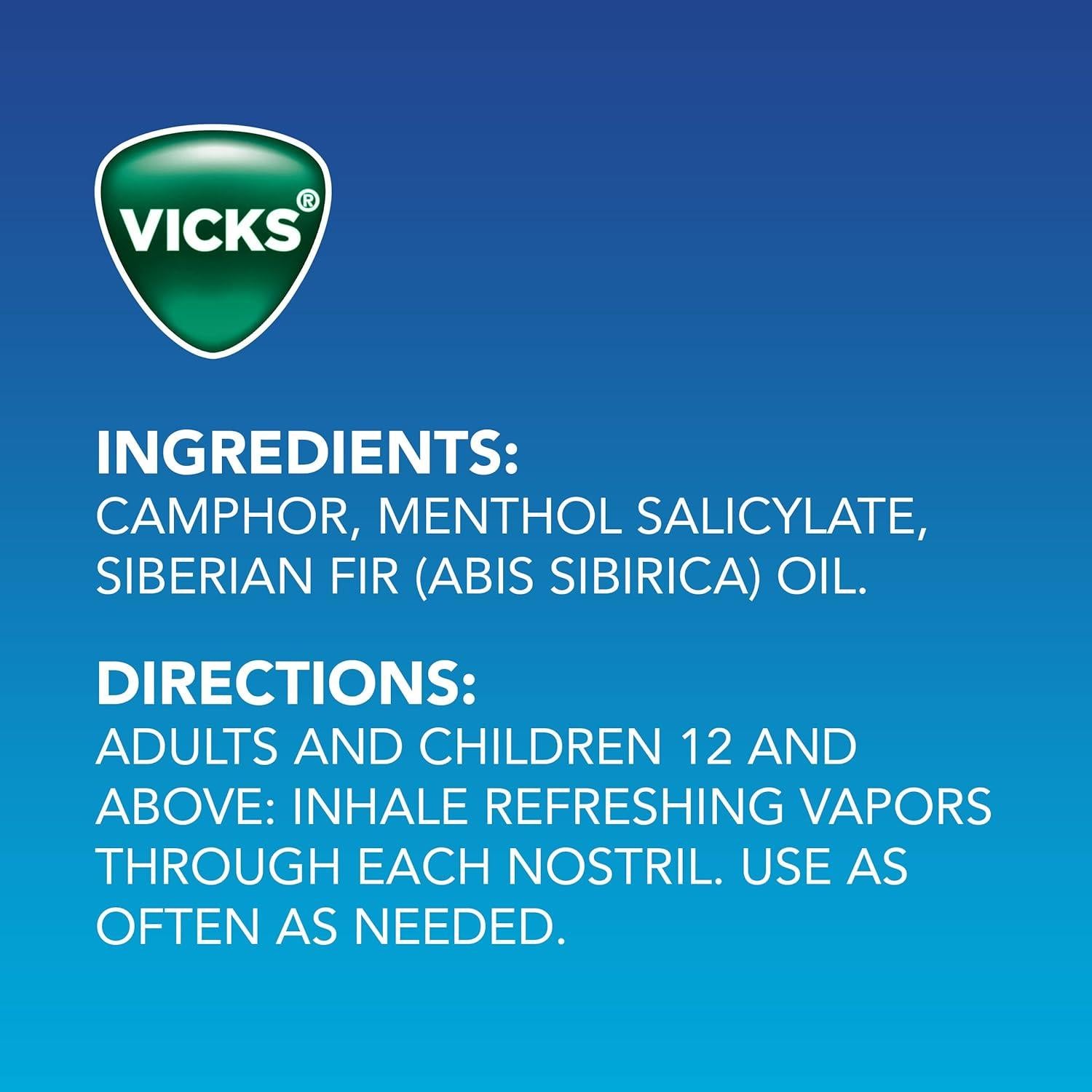Inhalador Nasal Vapo Vicks Portátil 2 Unidades Aroma Mentol
