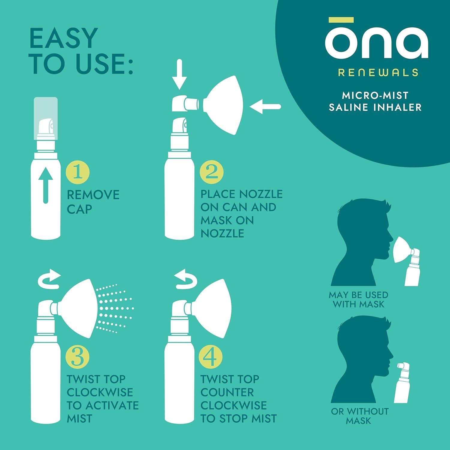 Inhalador Salino ONA Micro-Mist para Congestión y Alergias 48g