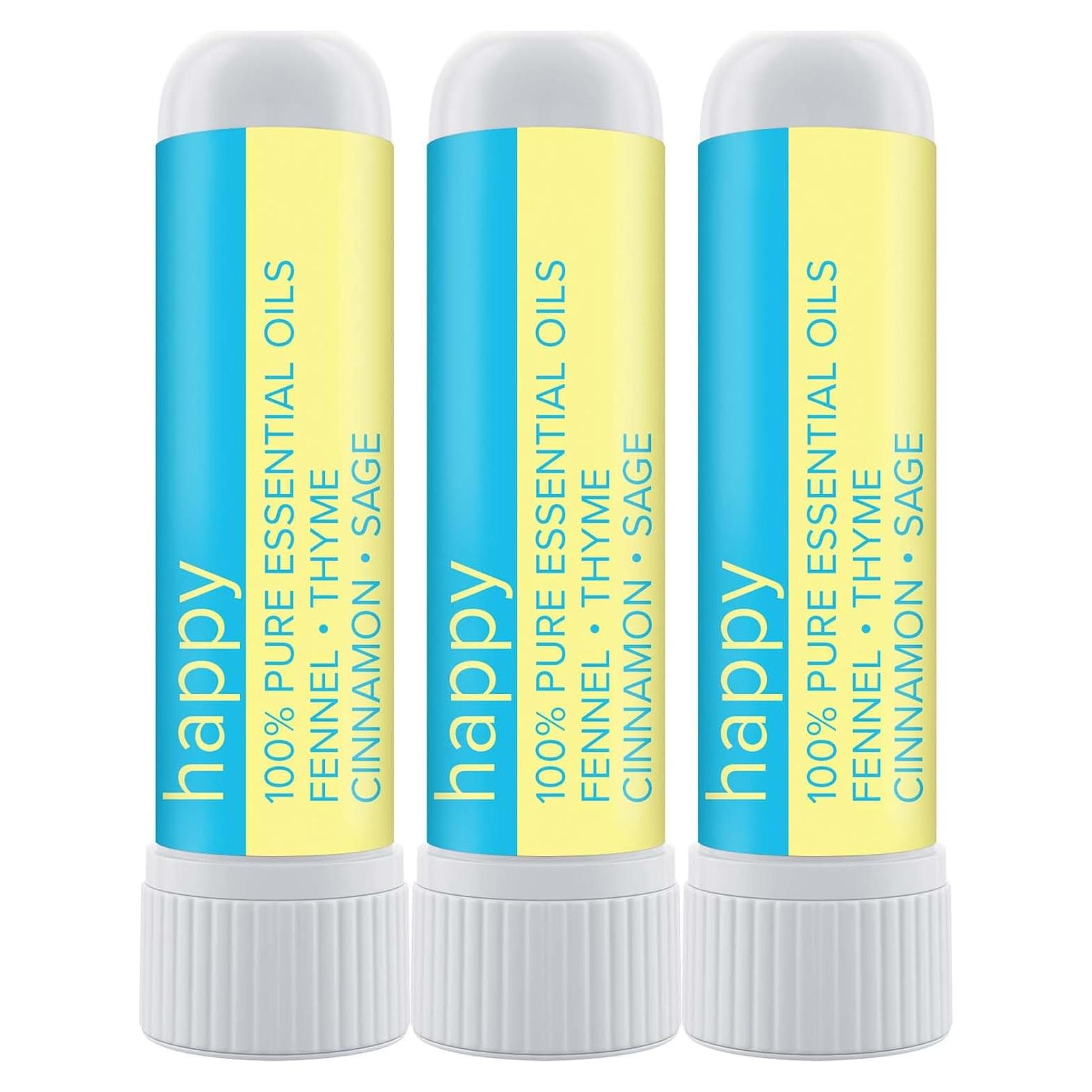 Inhalador Nasal MOXE Happy | Aromaterapia 100% Natural | 3 Piezas