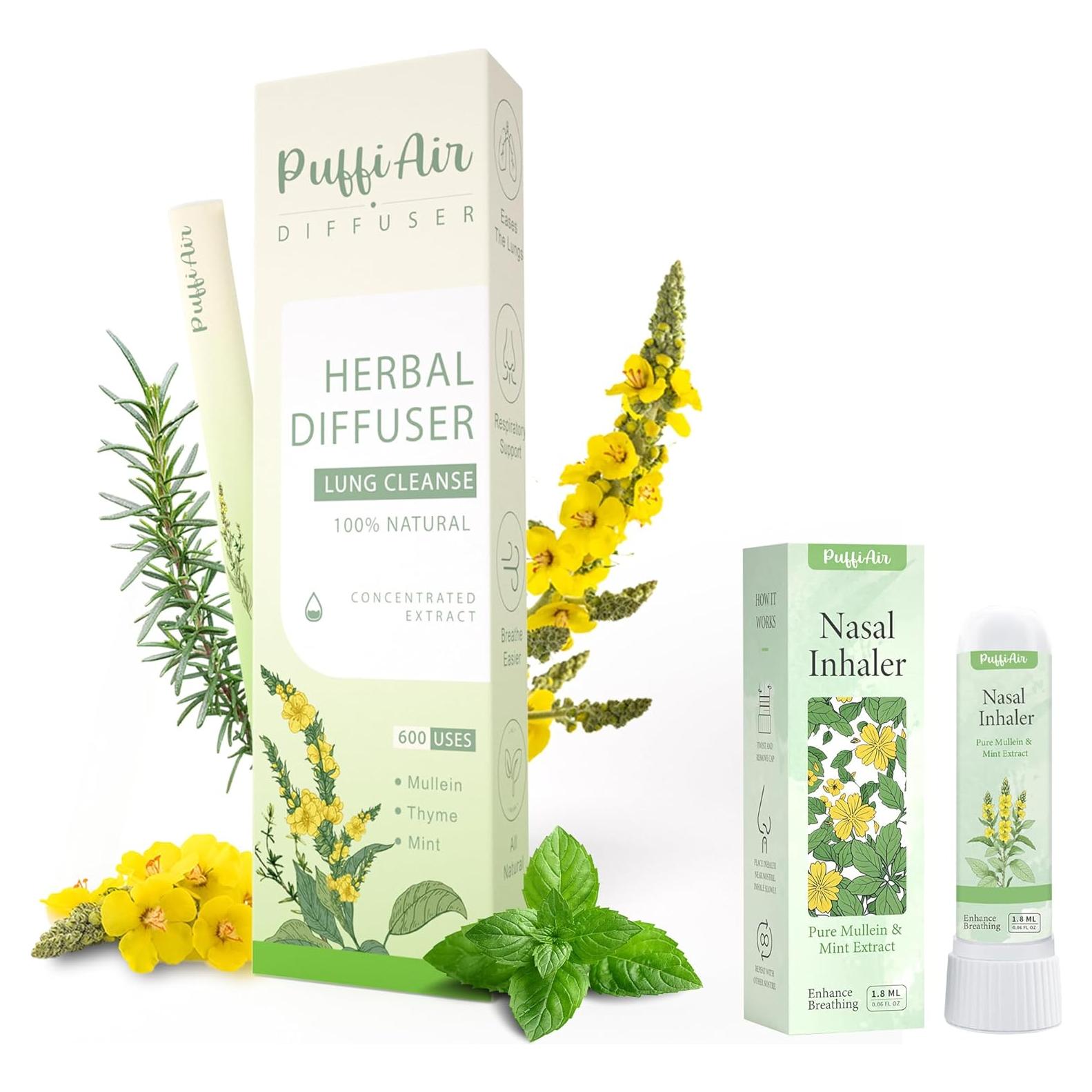 Bolígrafo Difusor Herbal PUFFIAIR con Menta y Mullein 600 Usos