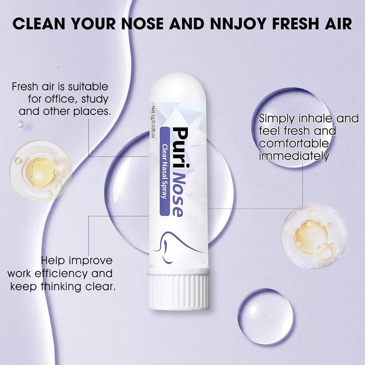 Inhalador Nasal PuriNose - 2 Piezas, Aire Fresco Natural