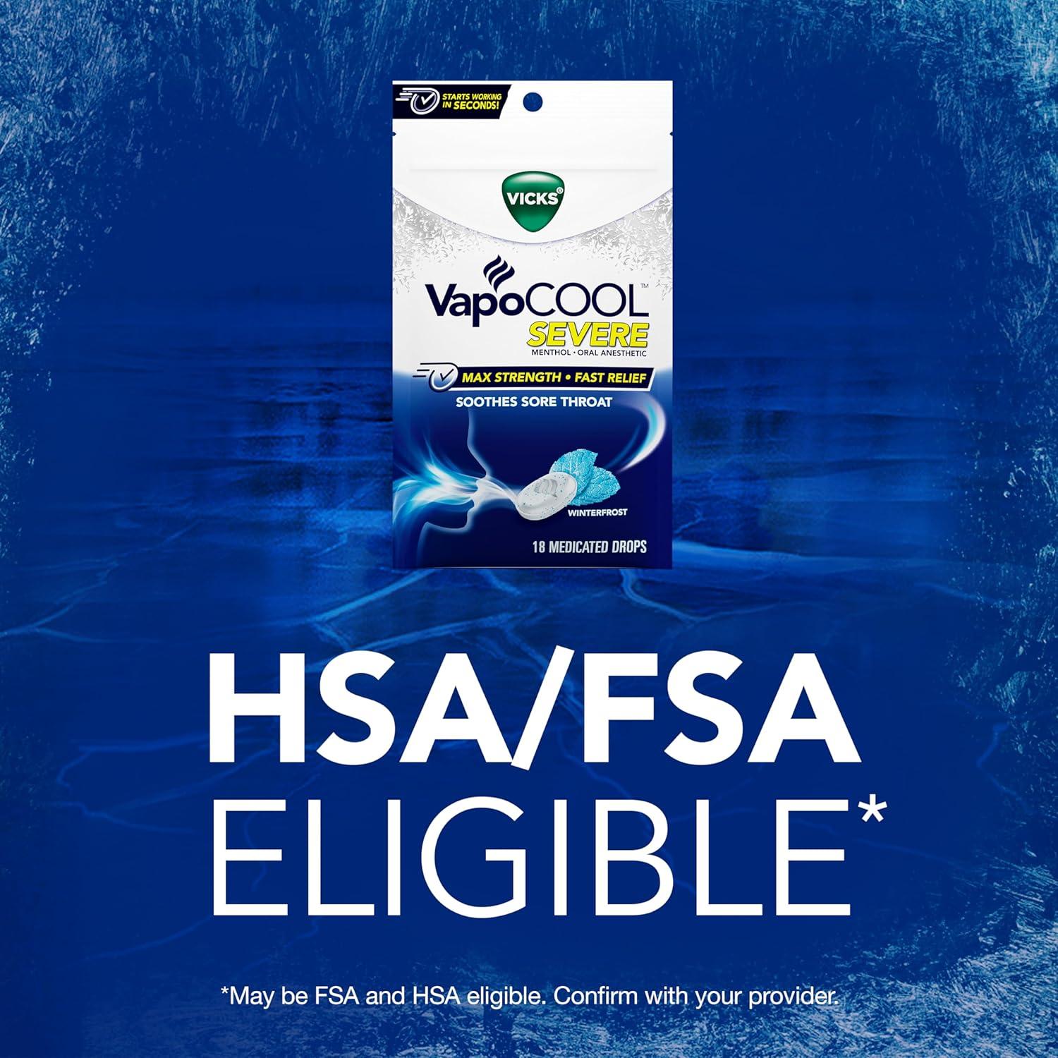 Gotas Vicks VapoCOOL SEVERE 225ct Alivio Dolor Garganta Mentol