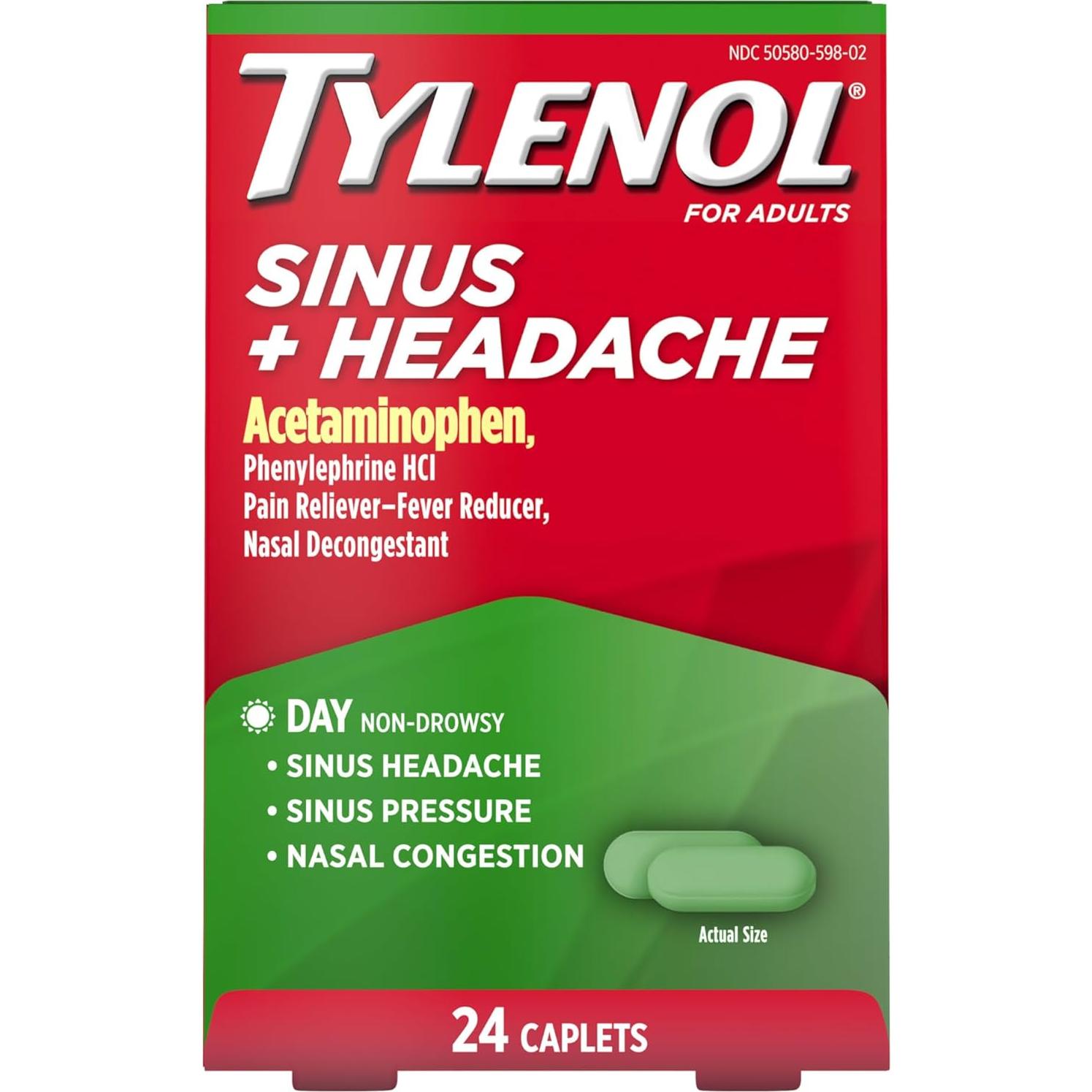 Tylenol Sinus + Dolor de Cabeza Día 24 Caplets 325mg