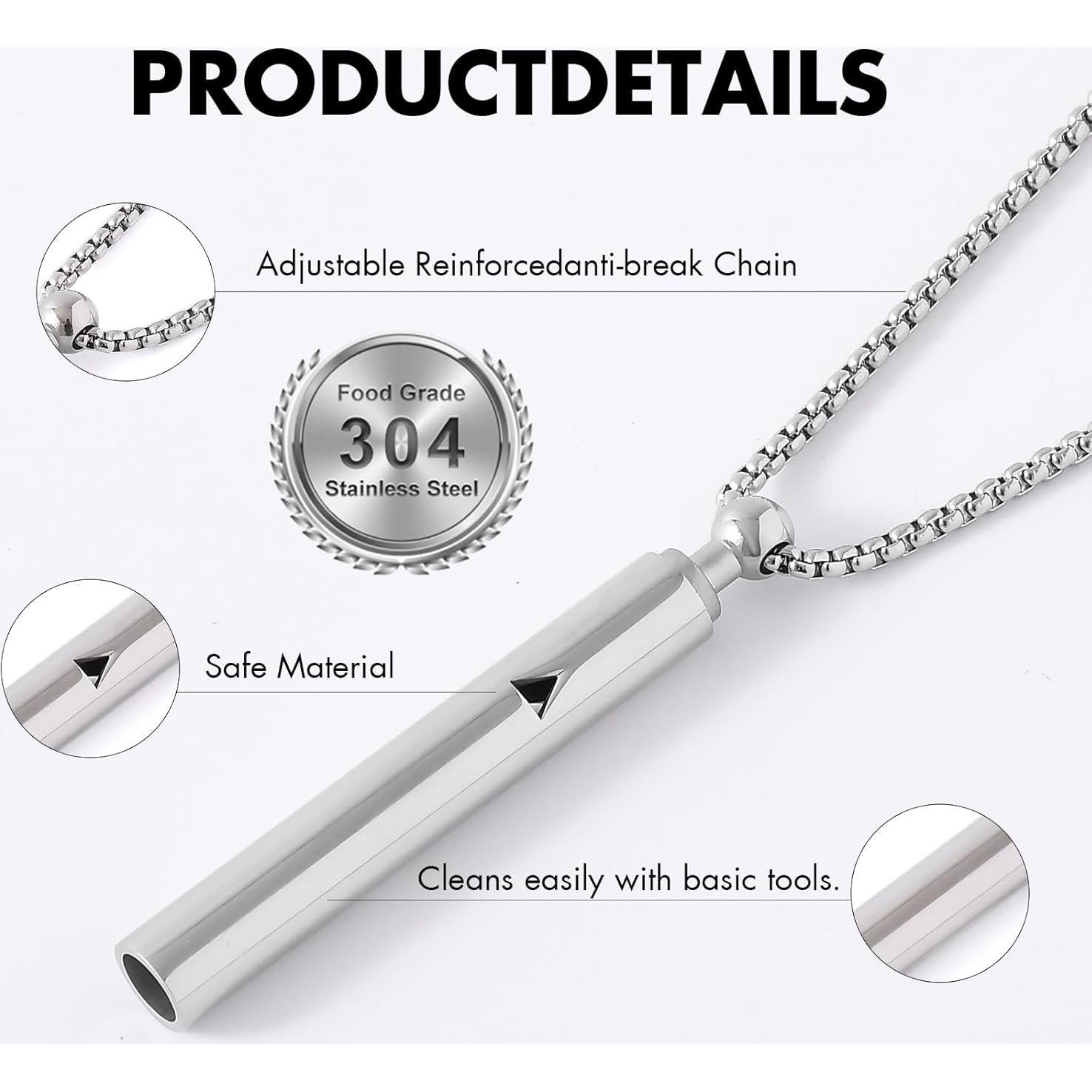 Collar de Respiración Antitabaco Breathlink Plata Acero Inoxidable