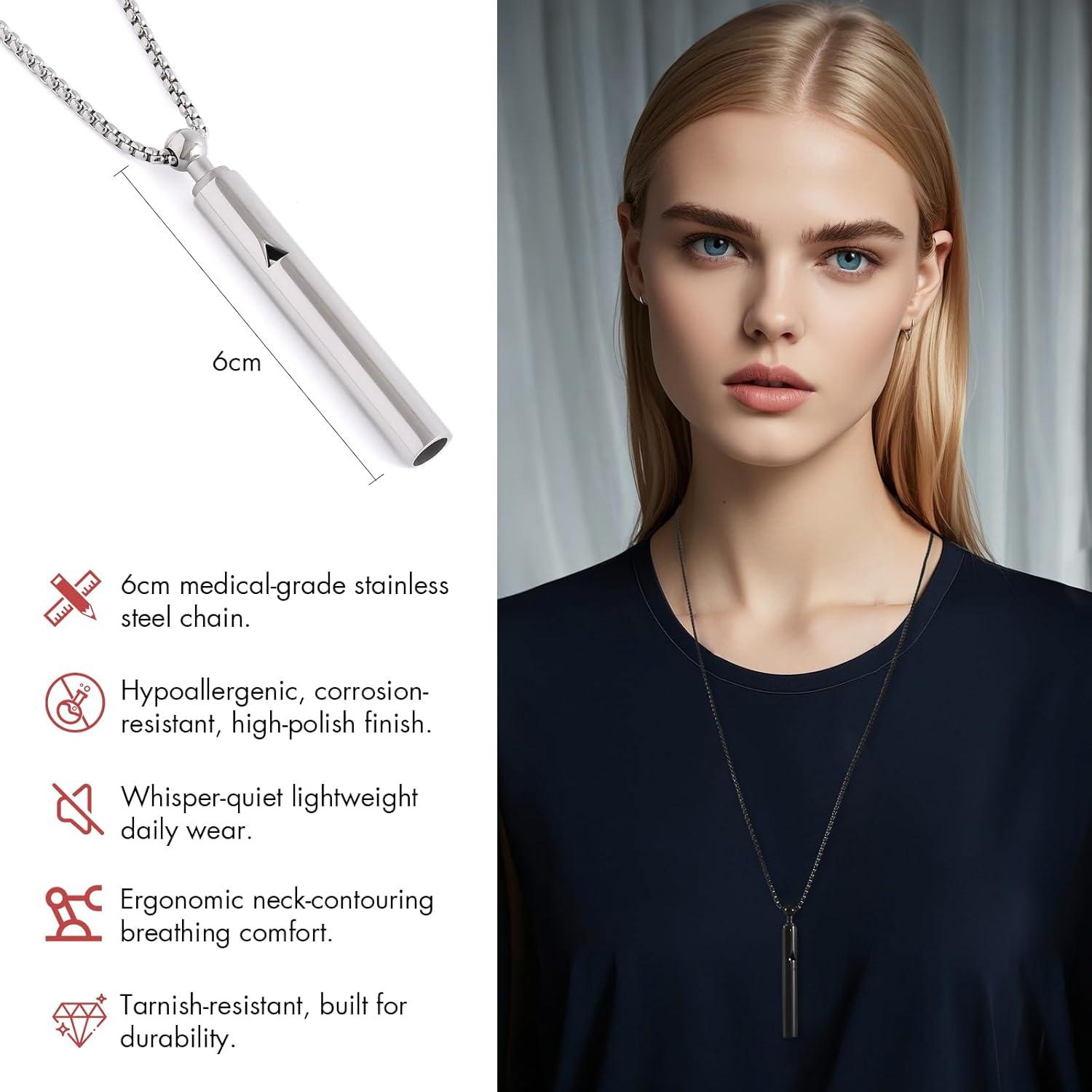 Collar de Respiración Antitabaco Breathlink Plata Acero Inoxidable