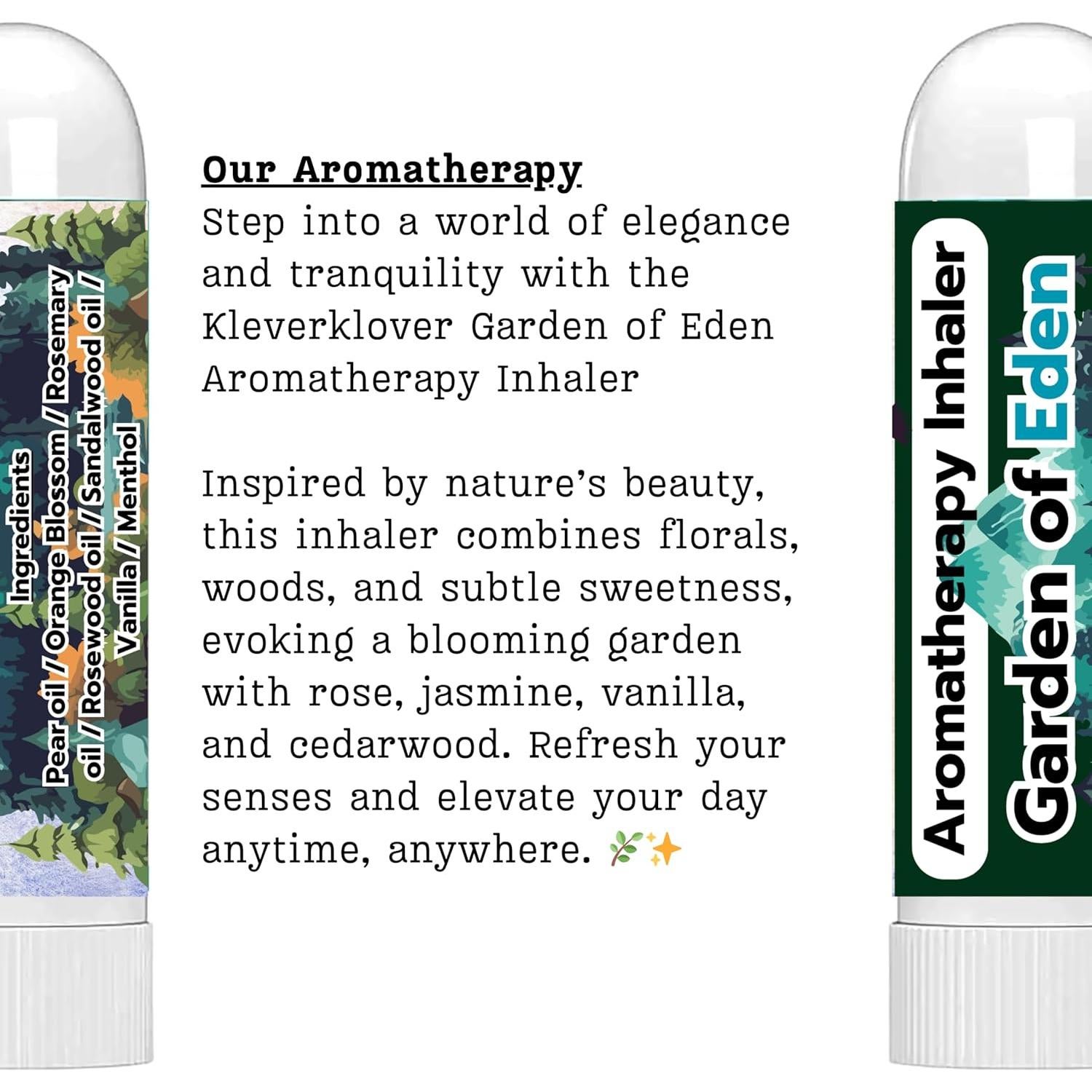Inhalador Nasal Kleverklover Jardín del Edén - Paquete de 2, Aroma Floral-Amaderado