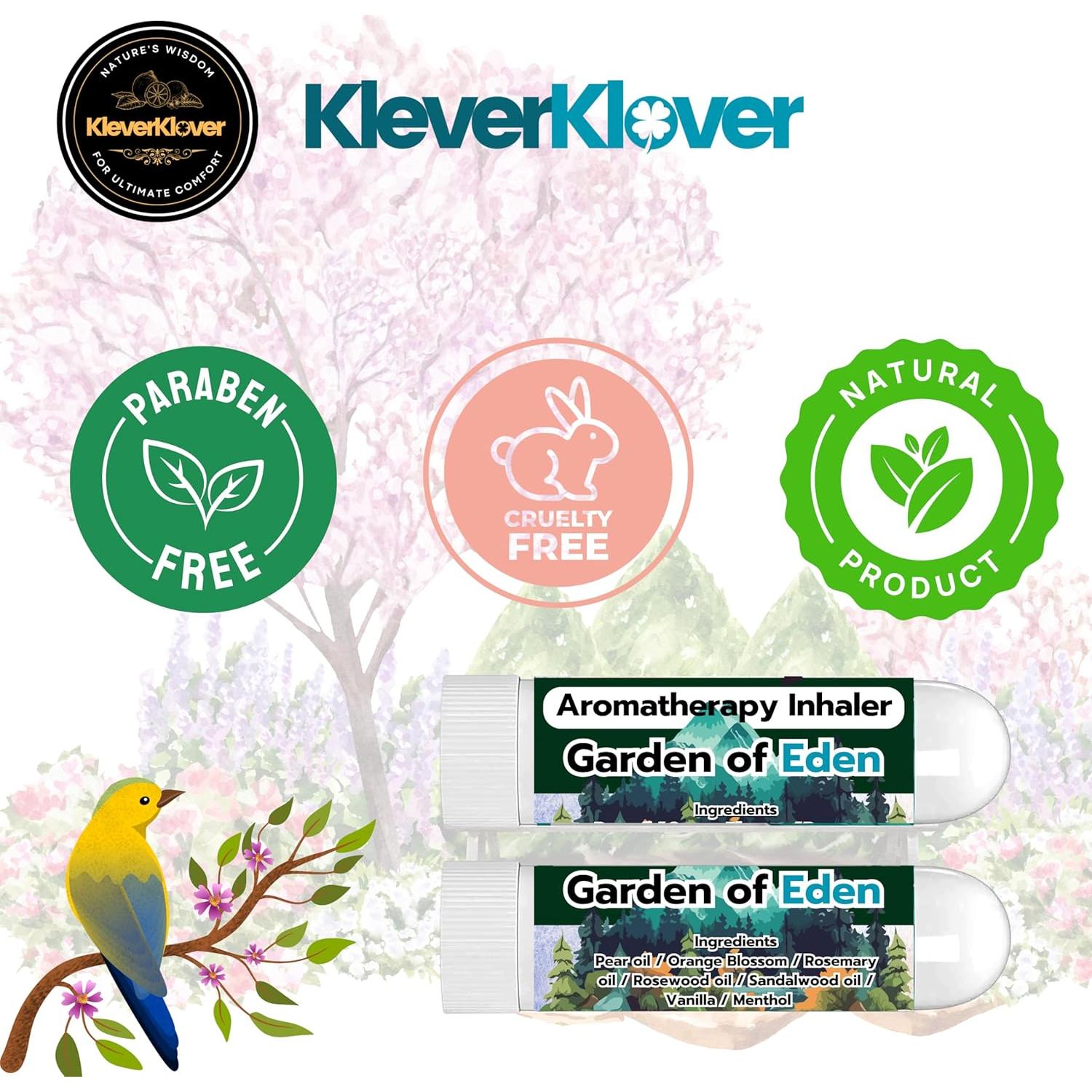 Inhalador Nasal Kleverklover Jardín del Edén - Paquete de 2, Aroma Floral-Amaderado