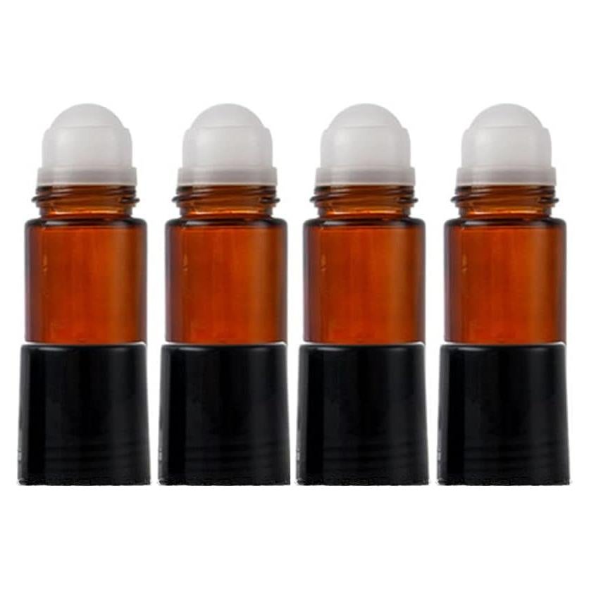 Paquete de 4 botellas de vidrio ámbar 30ml ConStore con rodillo