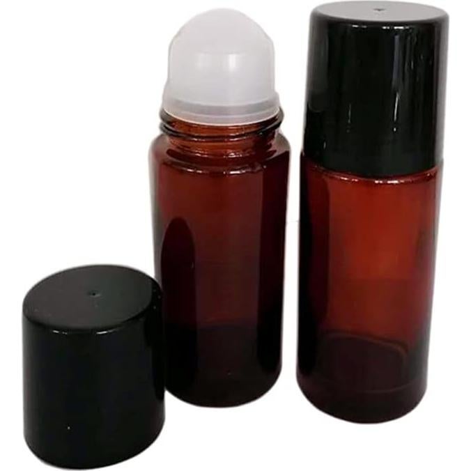 Paquete de 4 botellas de vidrio ámbar 30ml ConStore con rodillo