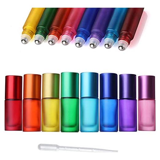 ConStore 8 Botellas de Rodillo de Vidrio 5ml para Aceites Esenciales