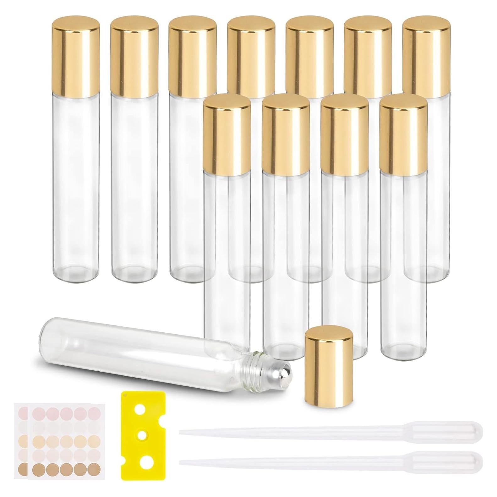 Set de 12 Botellas de Vidrio Recargables HMIEPRS 10ml con Bola Rodante