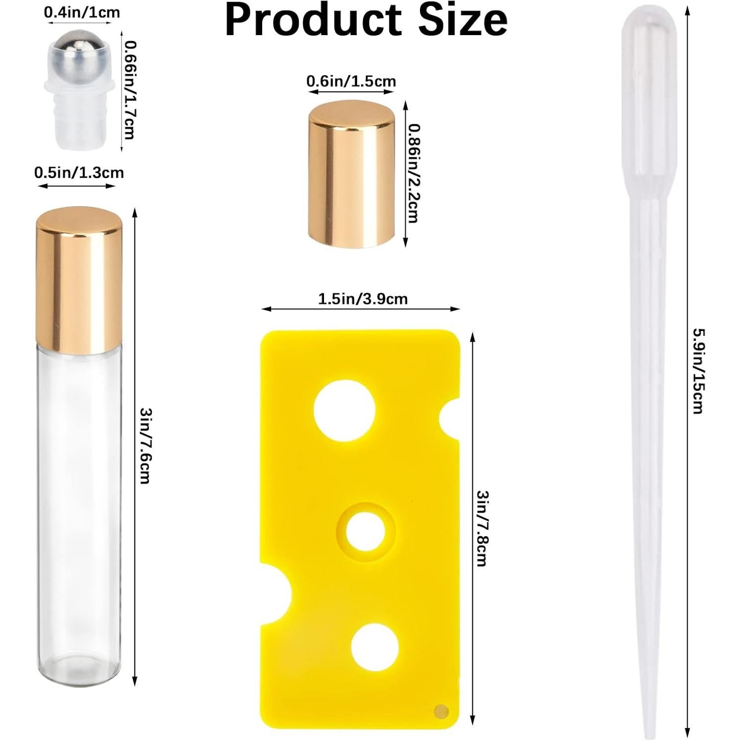 Set de 12 Botellas de Vidrio Recargables HMIEPRS 10ml con Bola Rodante