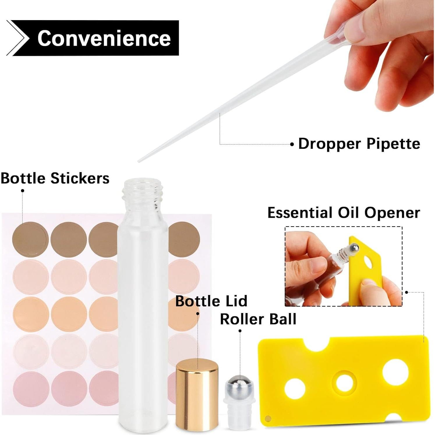 Set de 12 Botellas de Vidrio Recargables HMIEPRS 10ml con Bola Rodante