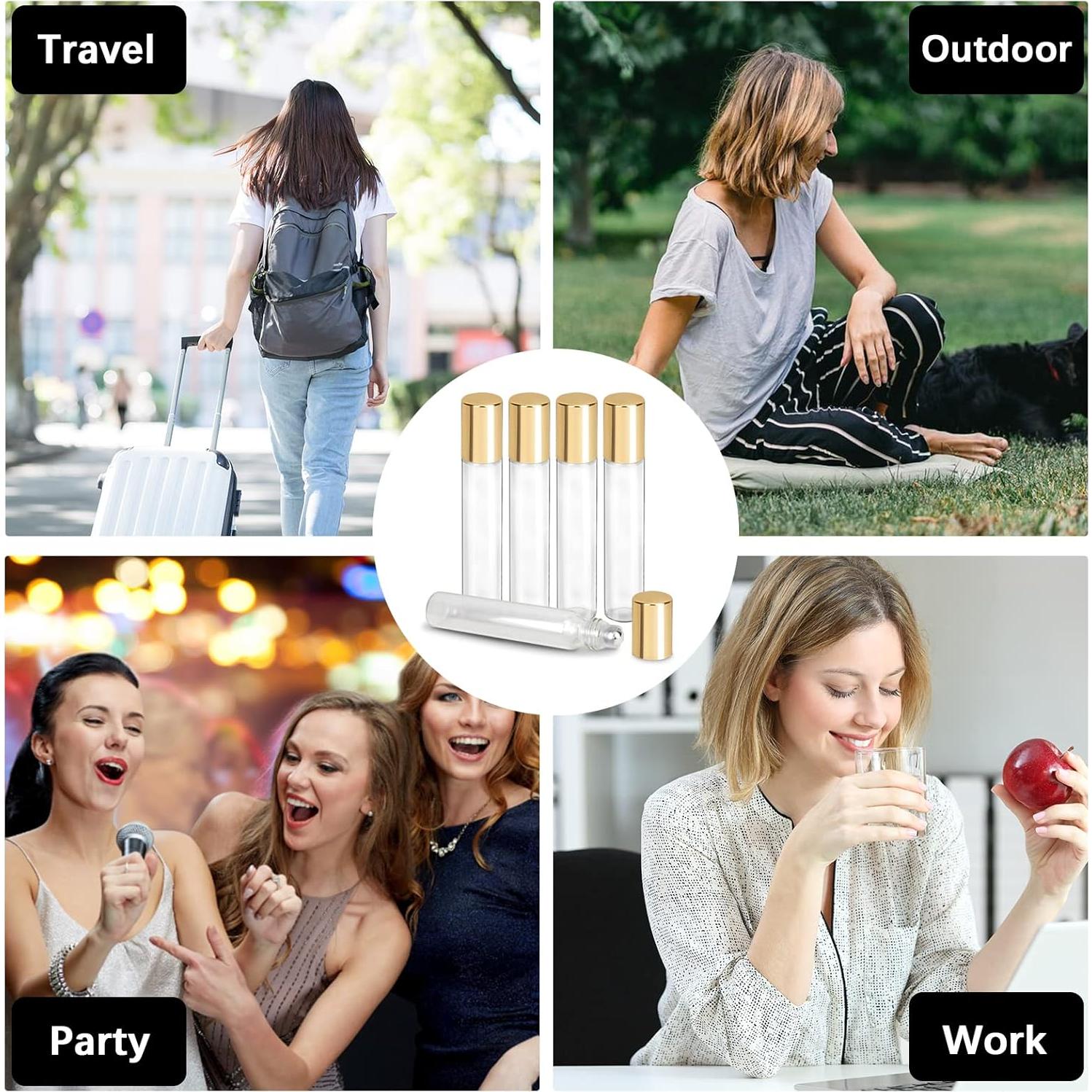 Set de 12 Botellas de Vidrio Recargables HMIEPRS 10ml con Bola Rodante