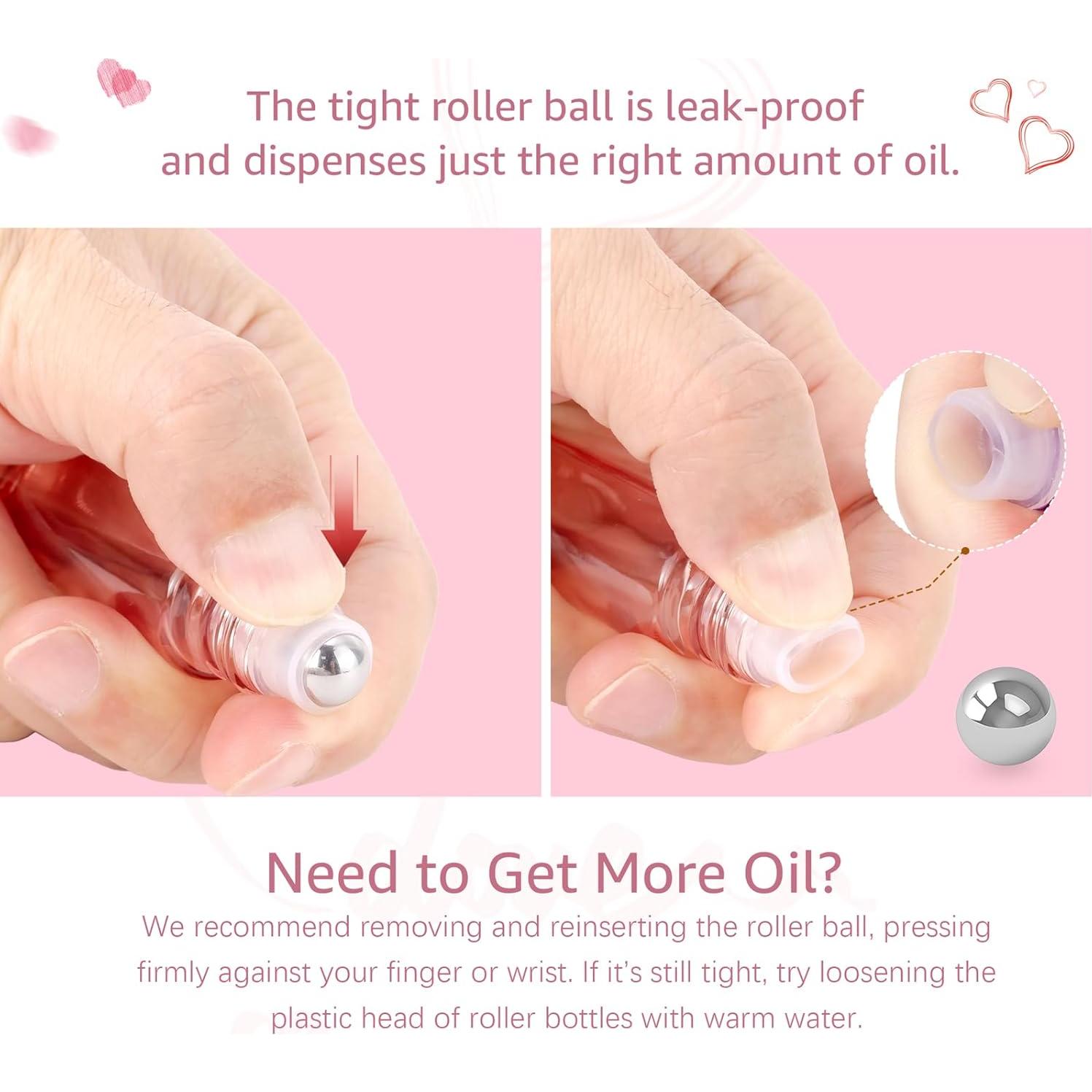 Botellas de vidrio rodantes Njvial 10ml rosa claro - 10 unidades