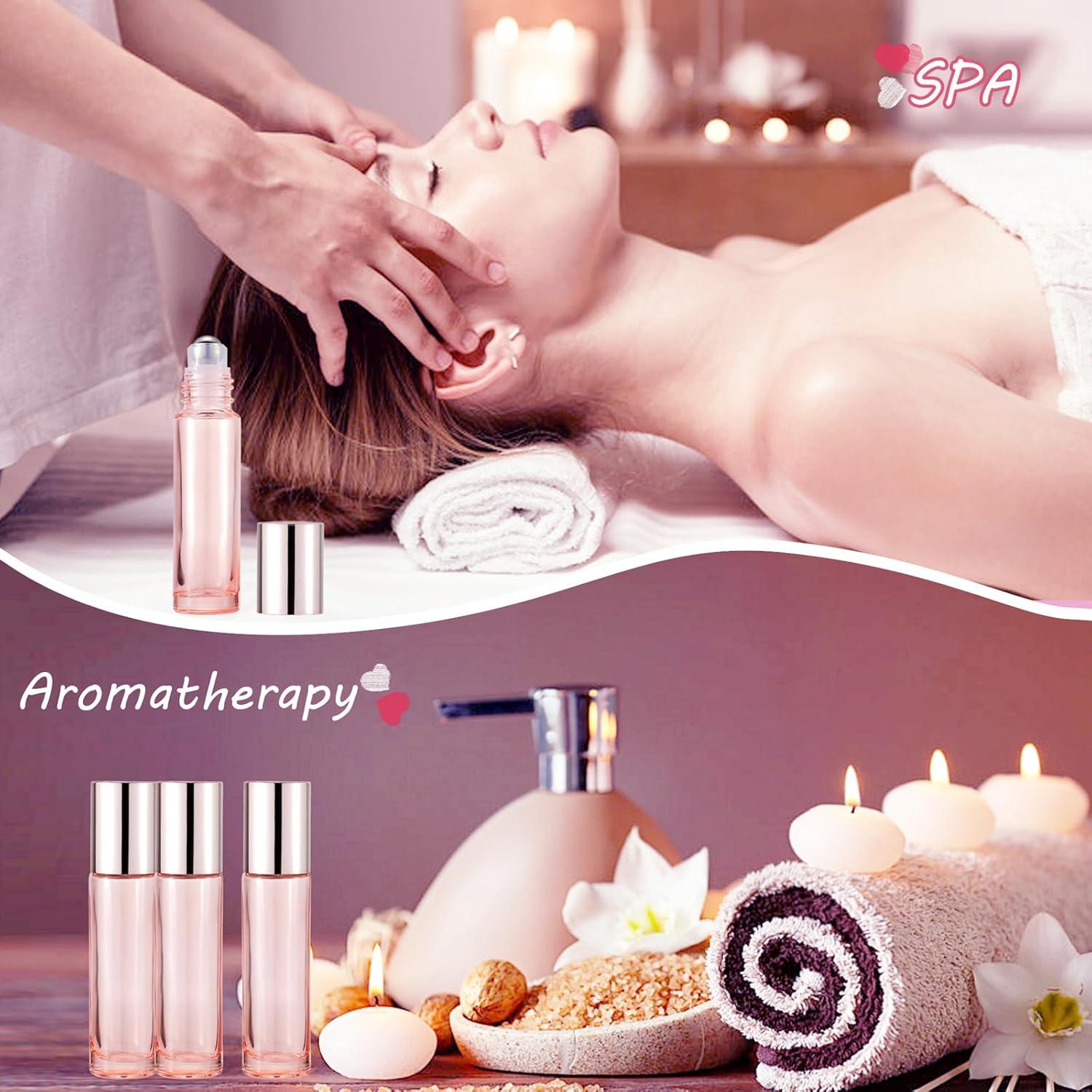 Botellas de vidrio rodantes Njvial 10ml rosa claro - 10 unidades