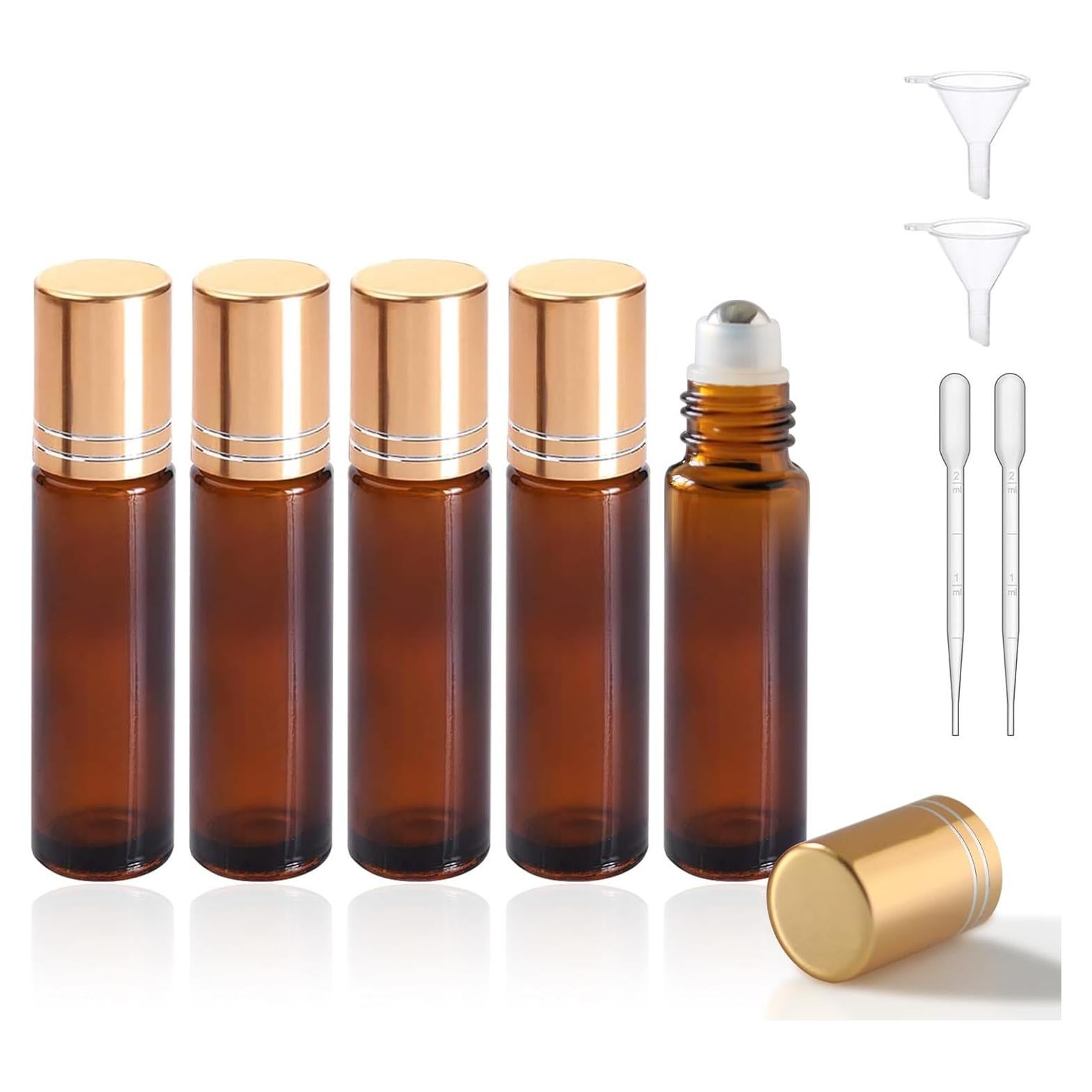 YOCASII 5 Botellas de Rodillo de Vidrio Ámbar 10ml para Aceites