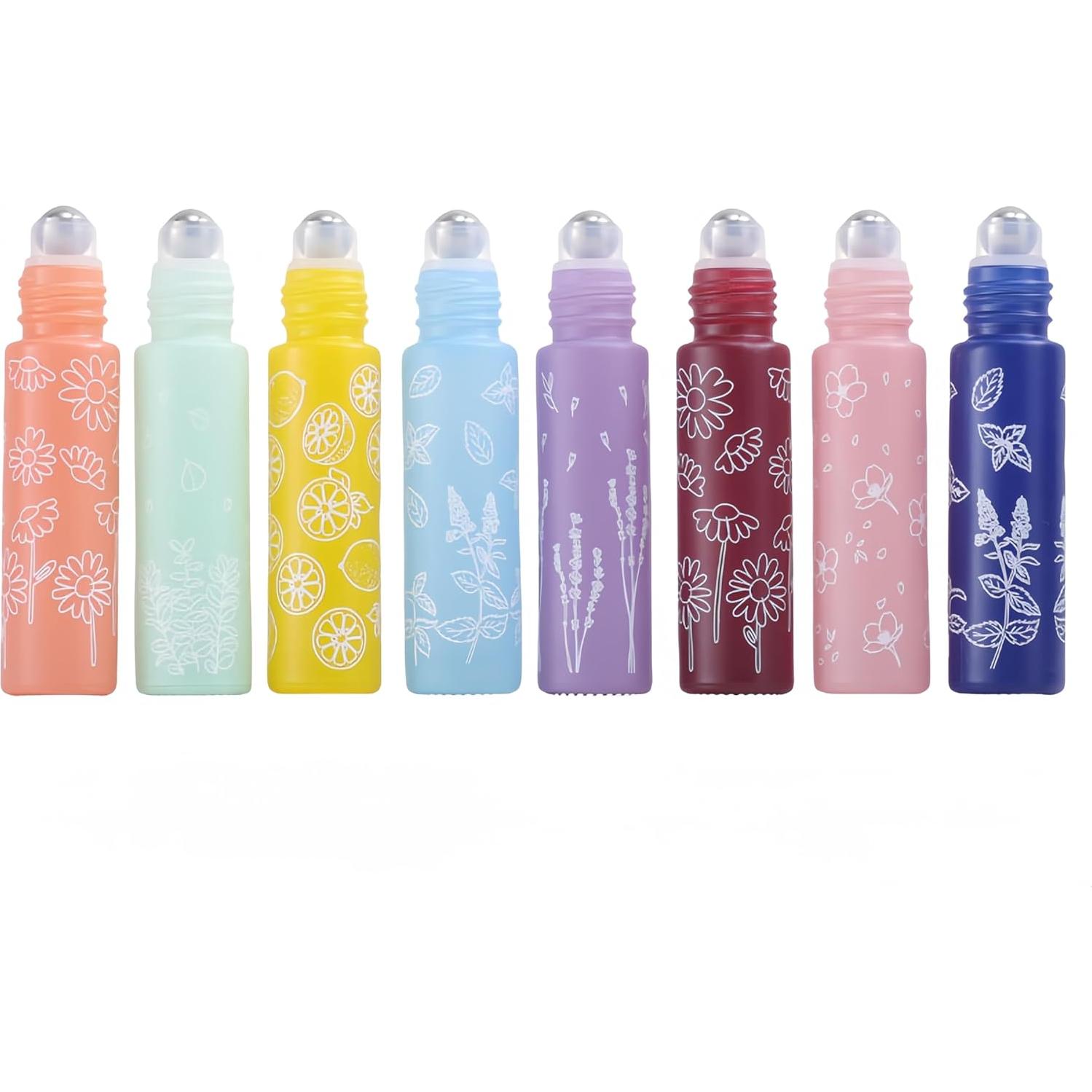 10 Botellas de Rodillo de Vidrio 10ml YORROR Rosa Reutilizables