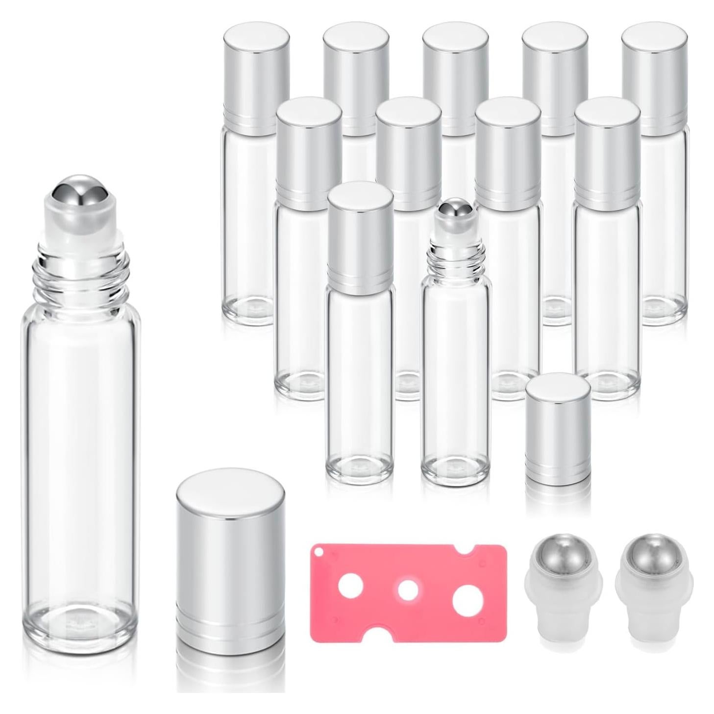 Paquete de 12 botellas rodantes Jxcmeng 10ml vidrio acero inoxidable