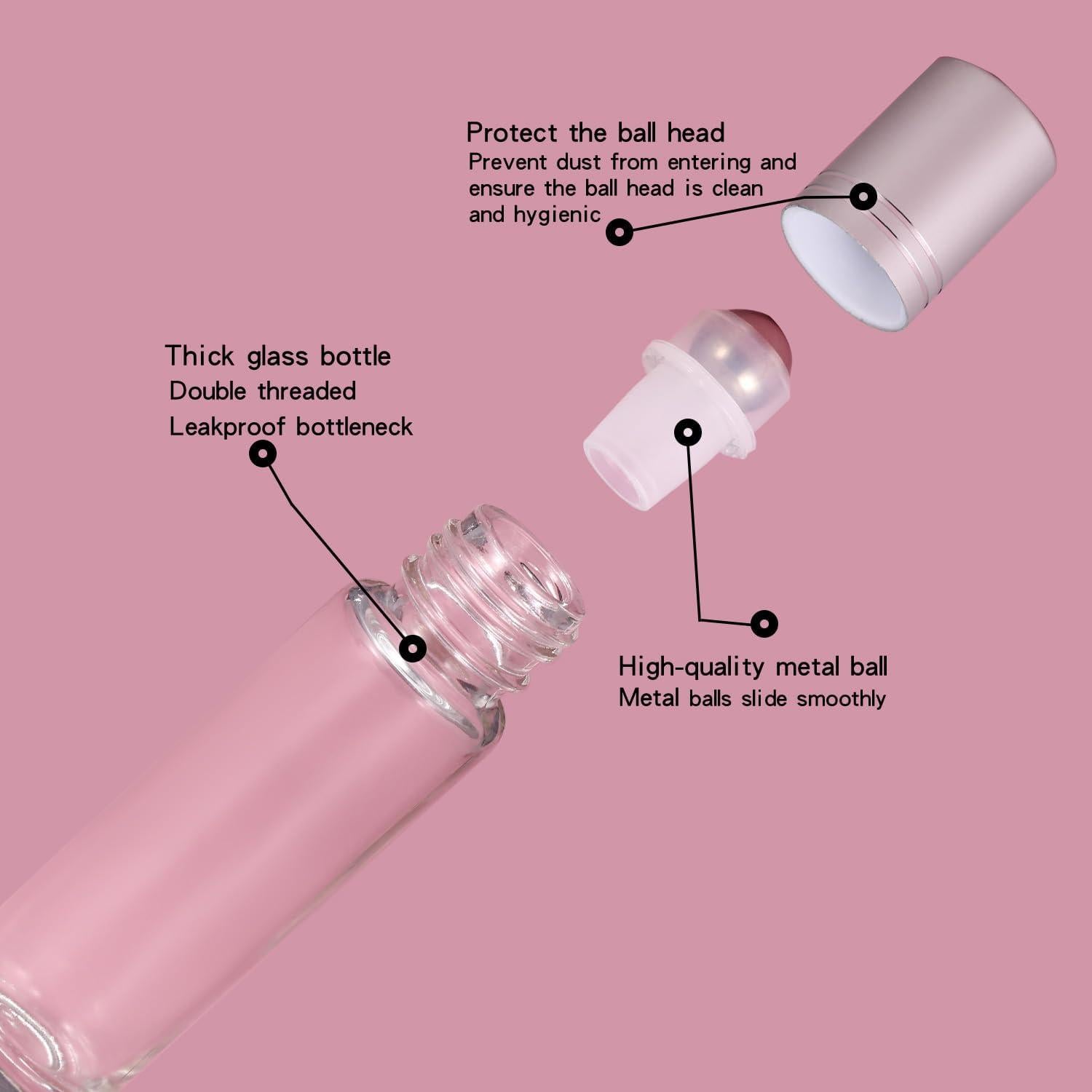 Paquete de 12 botellas rodantes Jxcmeng 10ml vidrio acero inoxidable