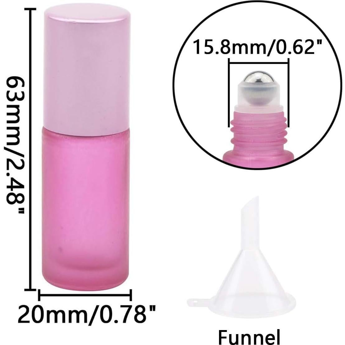 Kesell 10 Botellas de Vidrio Esmerilado 5ml Rosa Recargables